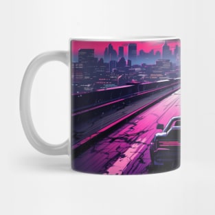 Sports Car Driving Towards 80s Miami Mug